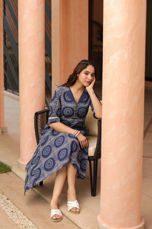 Women Fit & Flare Midi Ethnic Dress